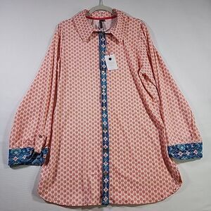 Aqua Et Sol Women's XL Floral Dress Shirt Ultraviolet Protection Factor 50+